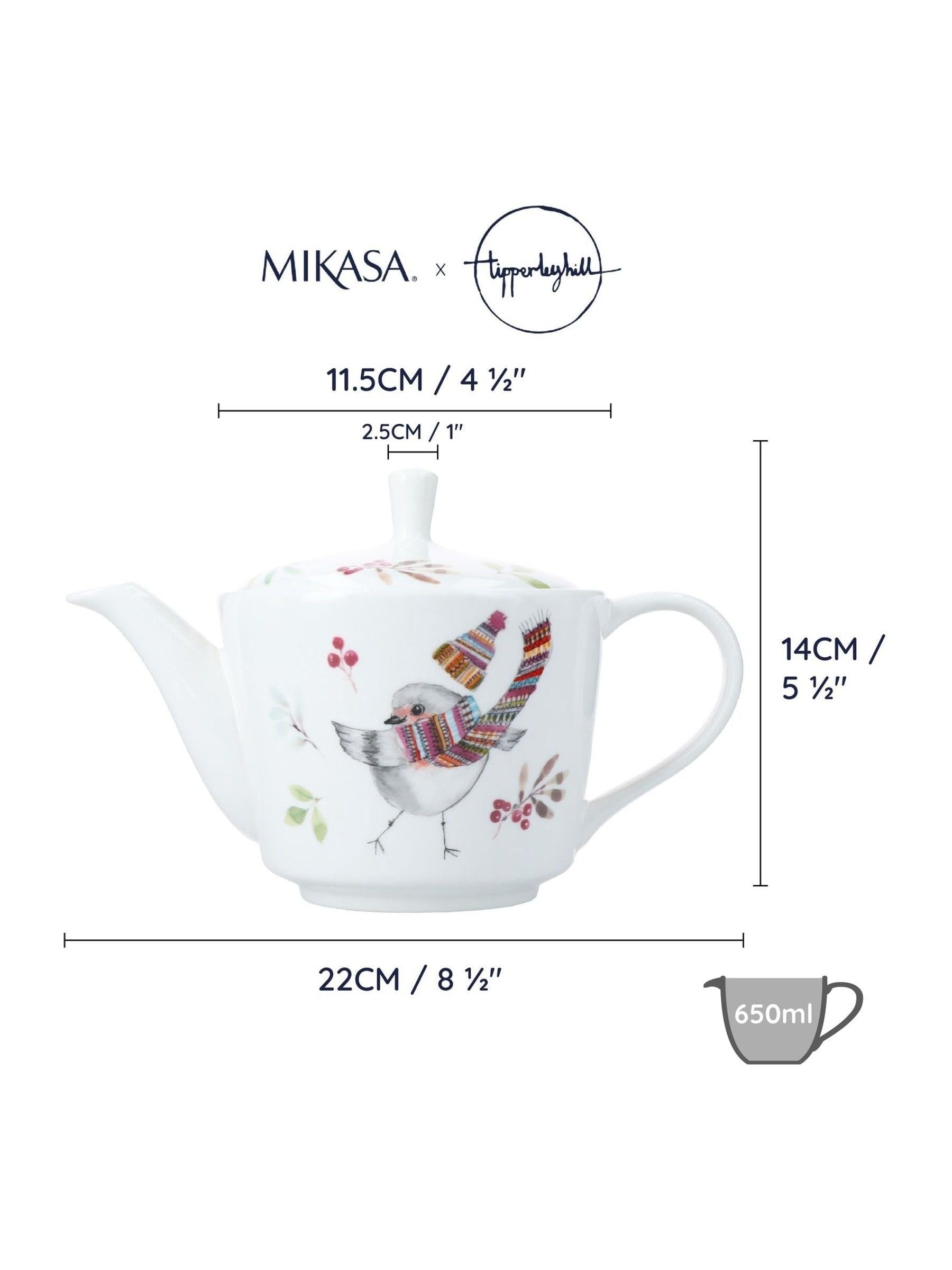 Mikasa Robin fine china teapot 650ml (British brand)