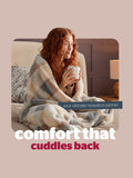 Silentnight Natural Check Snugsie faux fur throw 130x180cm - British product