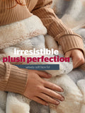 Silentnight Natural Check Snugsie faux fur throw 130x180cm - British product