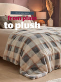 Silentnight Natural Check Snugsie faux fur throw 130x180cm - British product
