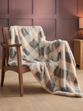 Silentnight Natural Check Snugsie faux fur throw 130x180cm - British product