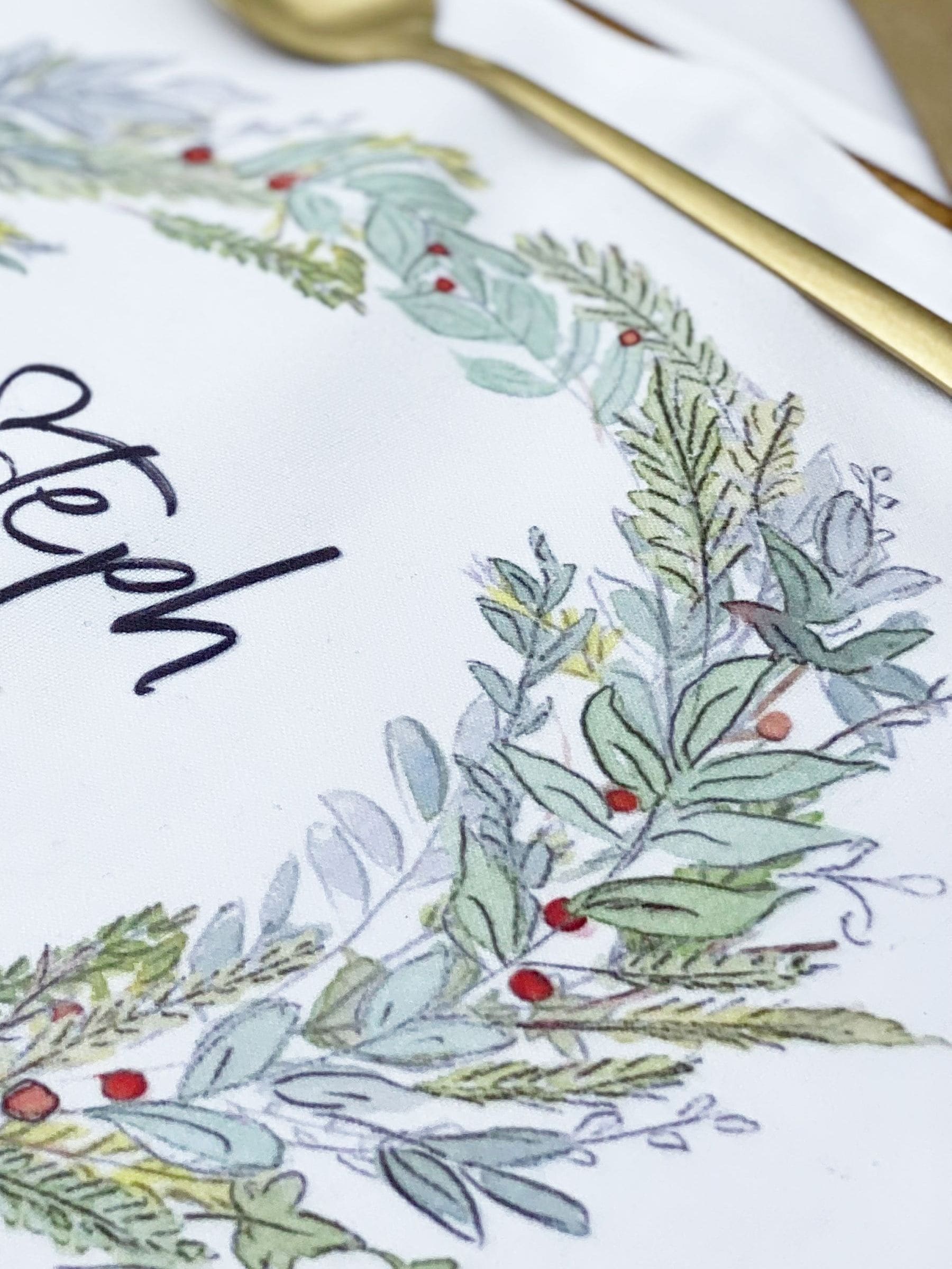 Solesmith personalised Christmas wreath placemat (British brand)