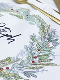 Solesmith personalised Christmas wreath placemat (British brand)