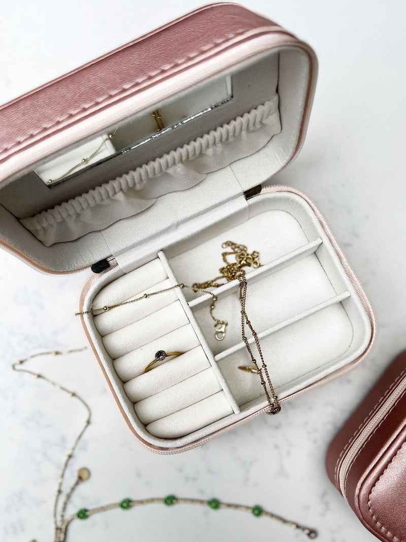 Solesmith personalised compact pink jewellery box, imported from the UK