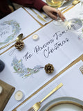 Solesmith personalised wreath Christmas table runner (British brand)