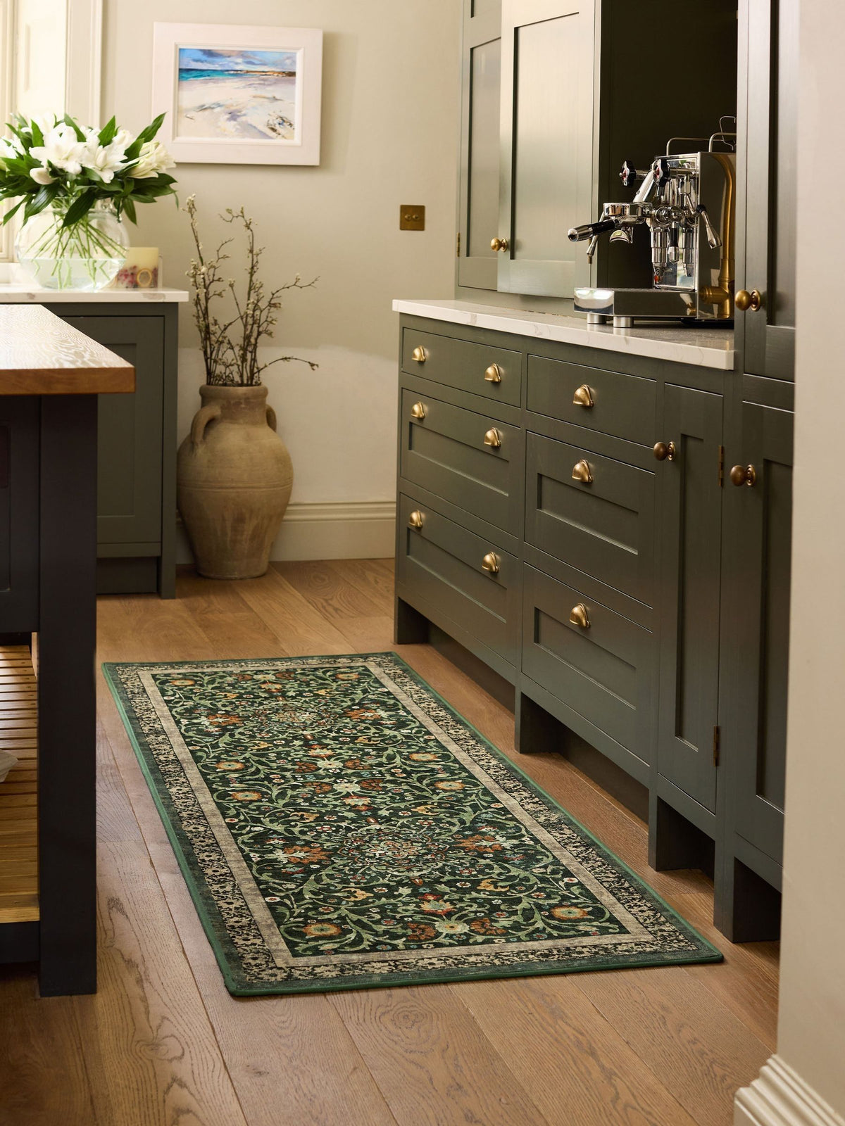 Hug Rug Green Country Paisley runner rug 75x220cm, UK version