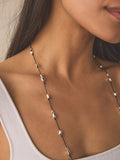 Silver tone beaded cord long necklace (British brand)