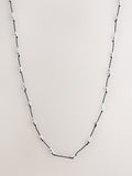Silver tone beaded cord long necklace (British brand)