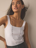 Silver tone beaded cord long necklace (British brand)