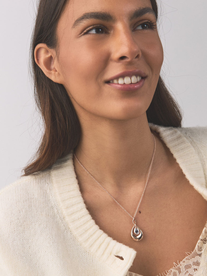 Mixed metal pendant necklace with silver and gold tones - British product