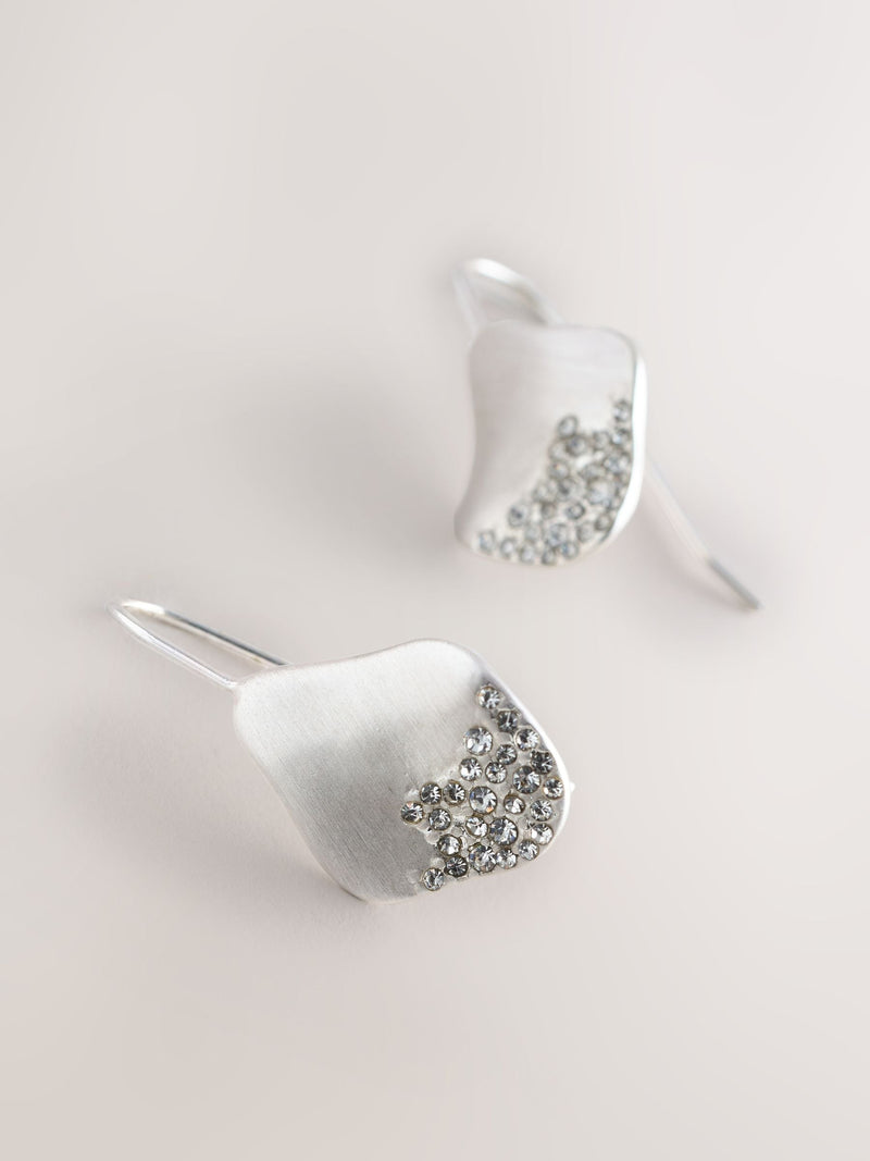 Silver tone pave sparkle drop earrings (British brand)