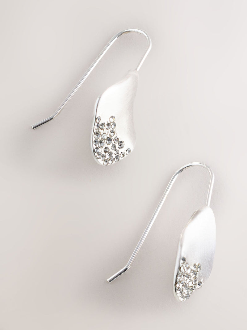 Silver tone pave sparkle drop earrings (British brand)