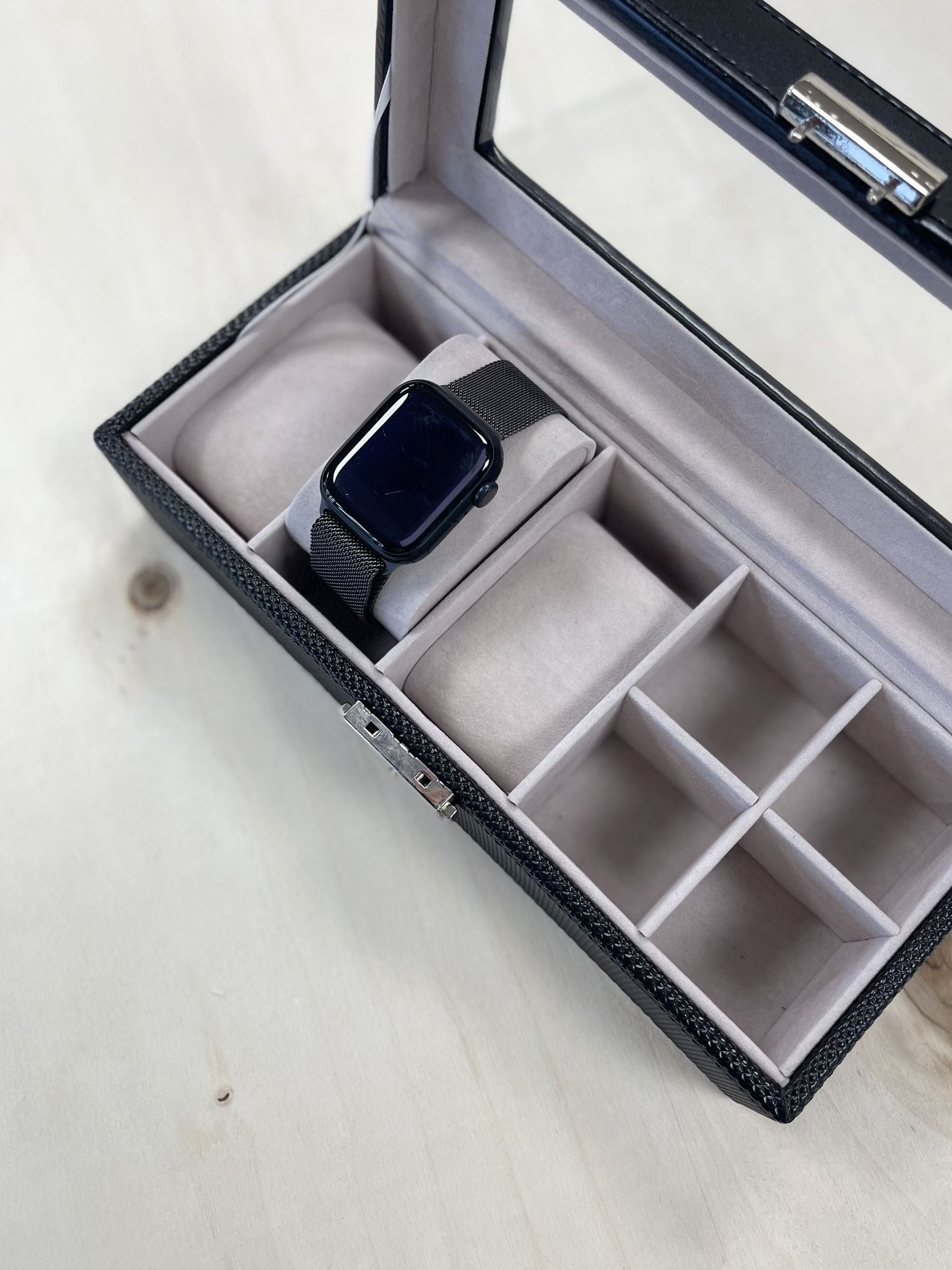 Solesmith black personalised stag watch box (British brand)
