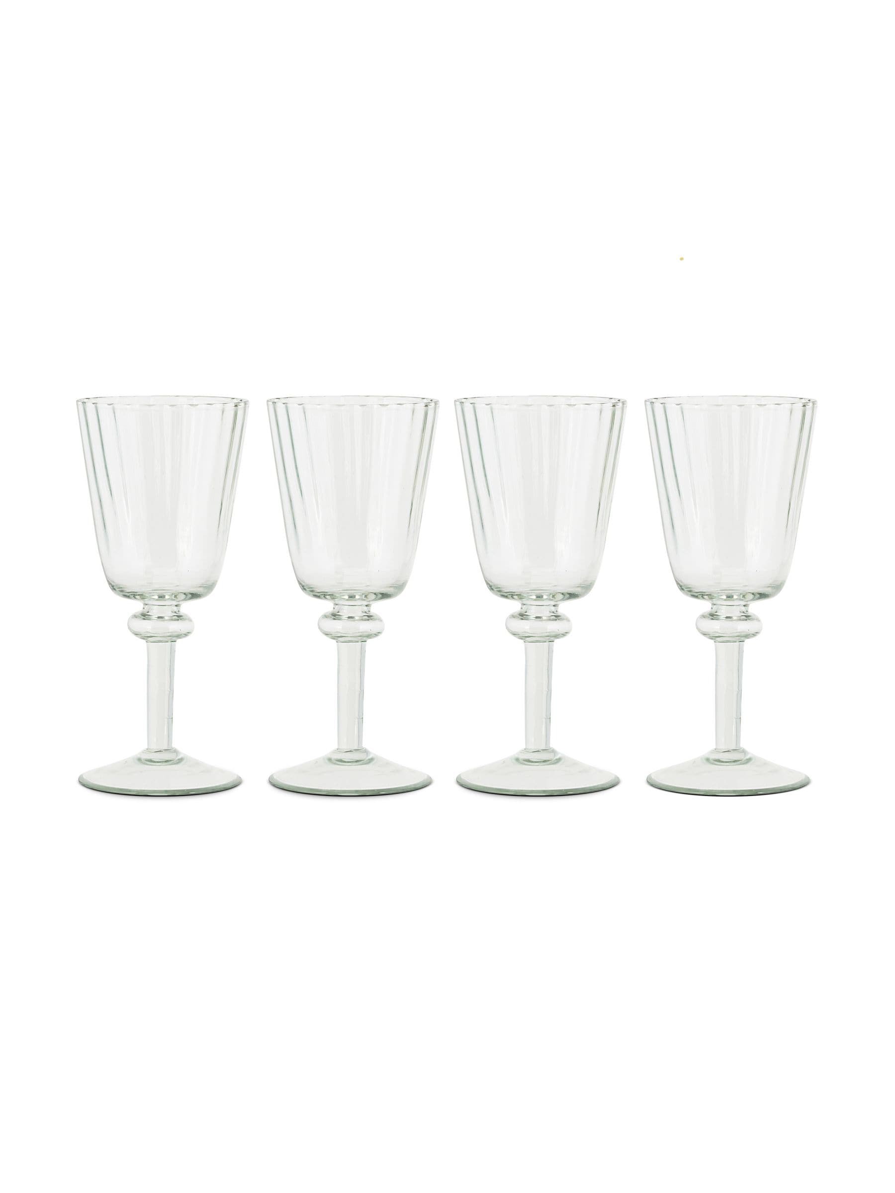 Nkuku clear Minati wine glasses set of 4, 18cm height (British brand)