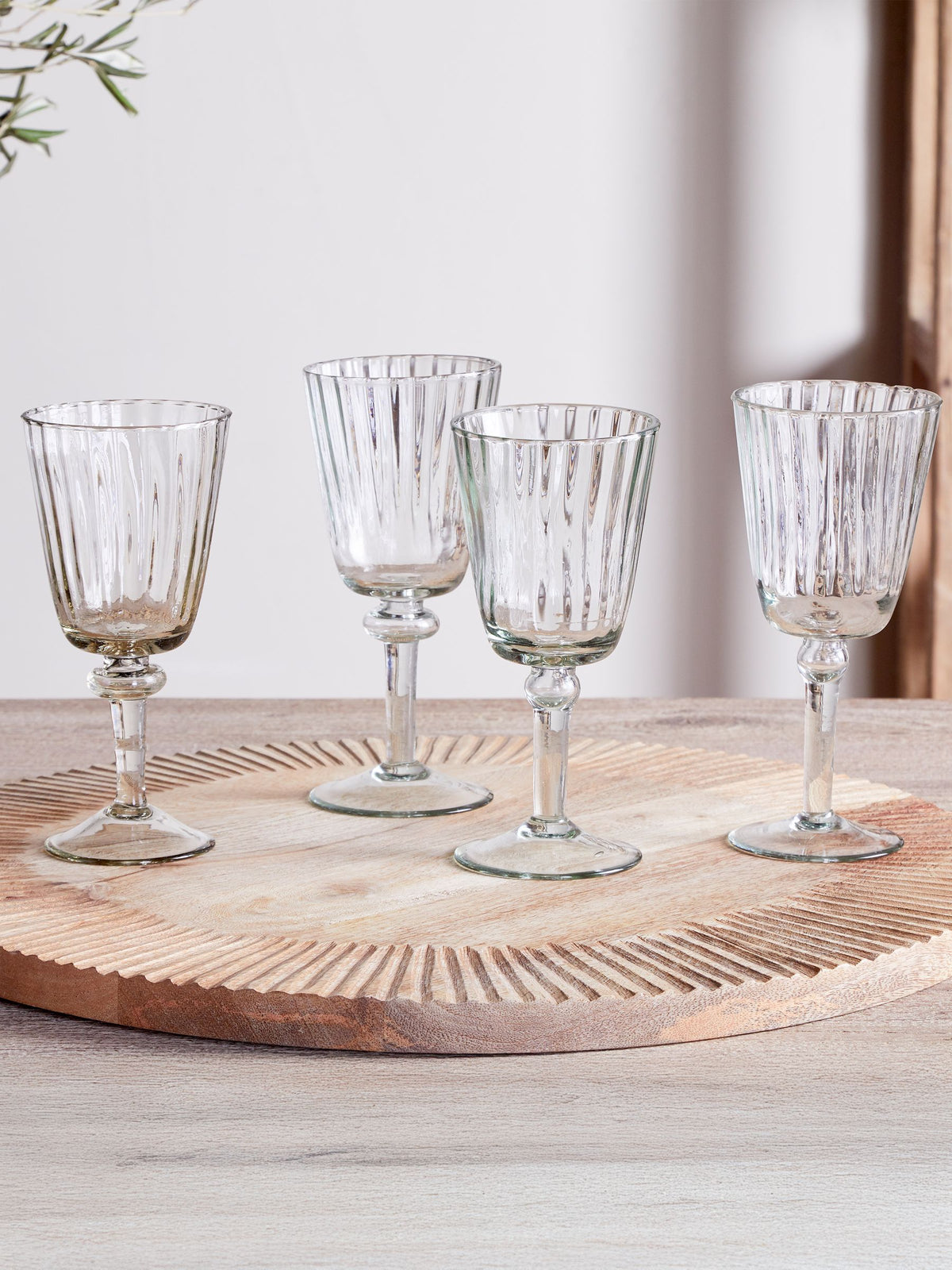 Nkuku clear Minati wine glasses set of 4, 18cm height (British brand)