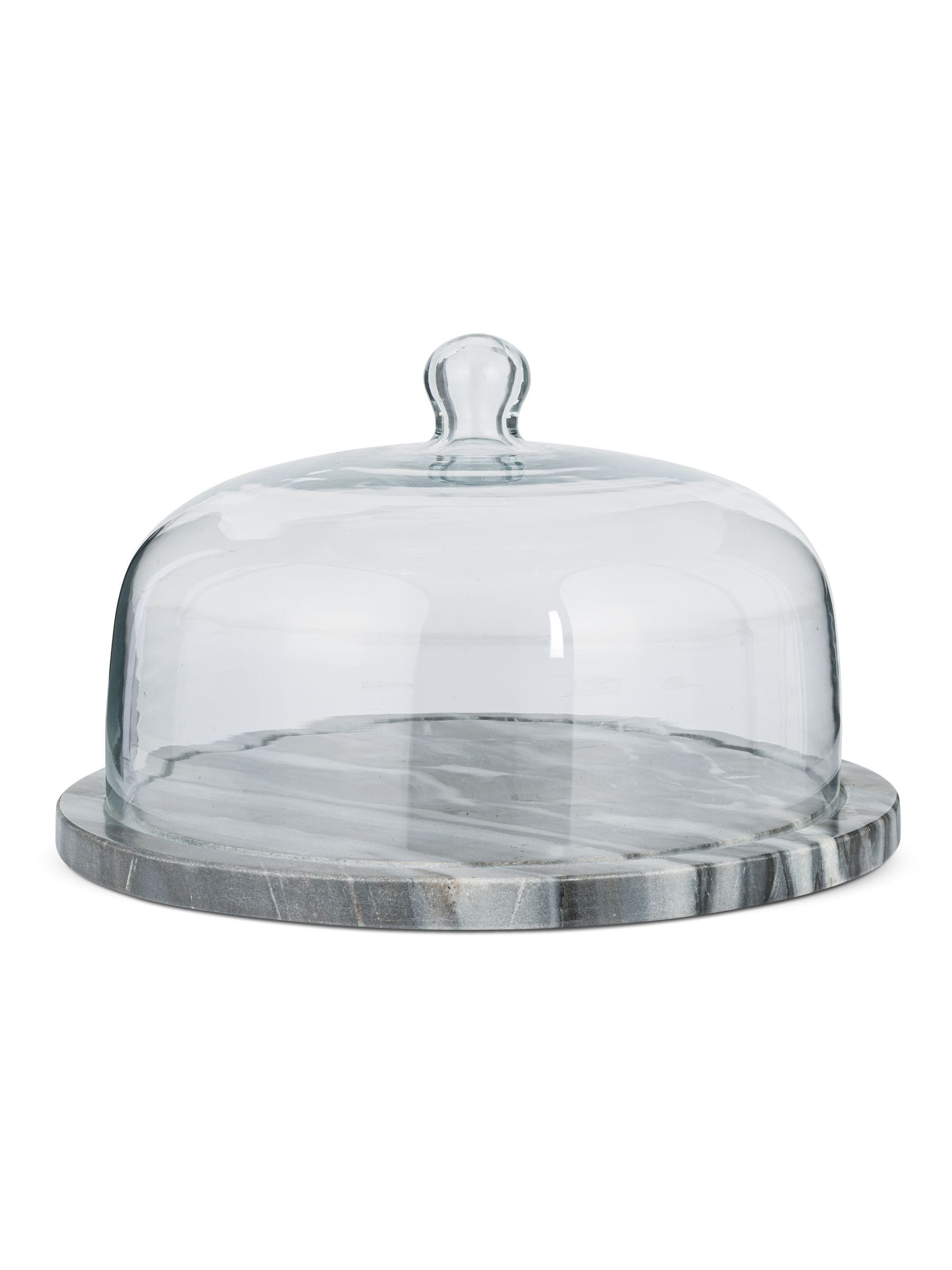 Nkuku grey marble cake dome with glass cover, imported from the UK