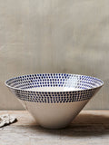 Nkuku cream and indigo drop serving bowl - British product