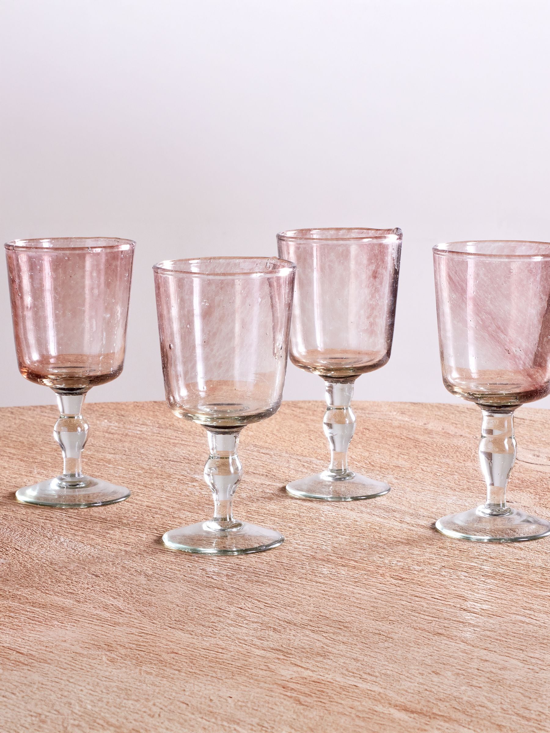Nkuku set of 4 plum Llanera wine glasses, hand-blown - (British brand)