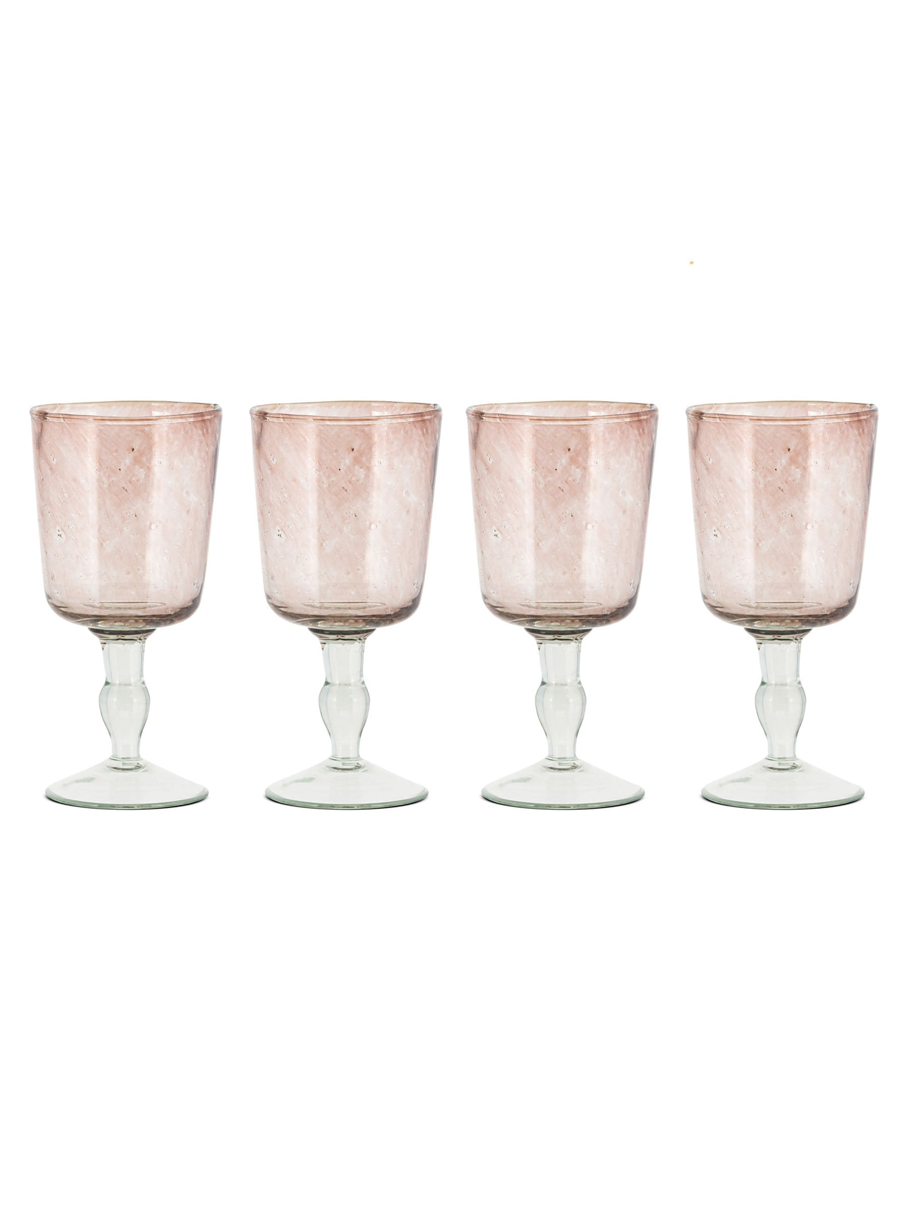Nkuku set of 4 plum Llanera wine glasses, hand-blown - (British brand)