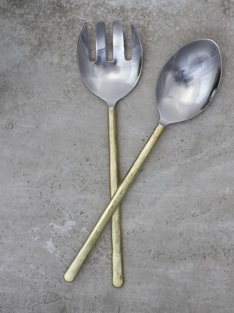 Nkuku brushed gold salad servers, UK version