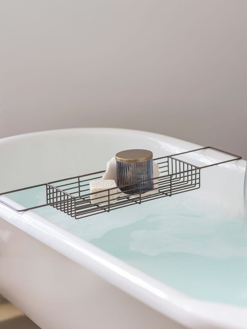 Nkuku aged brass Indore bath bridge, UK version