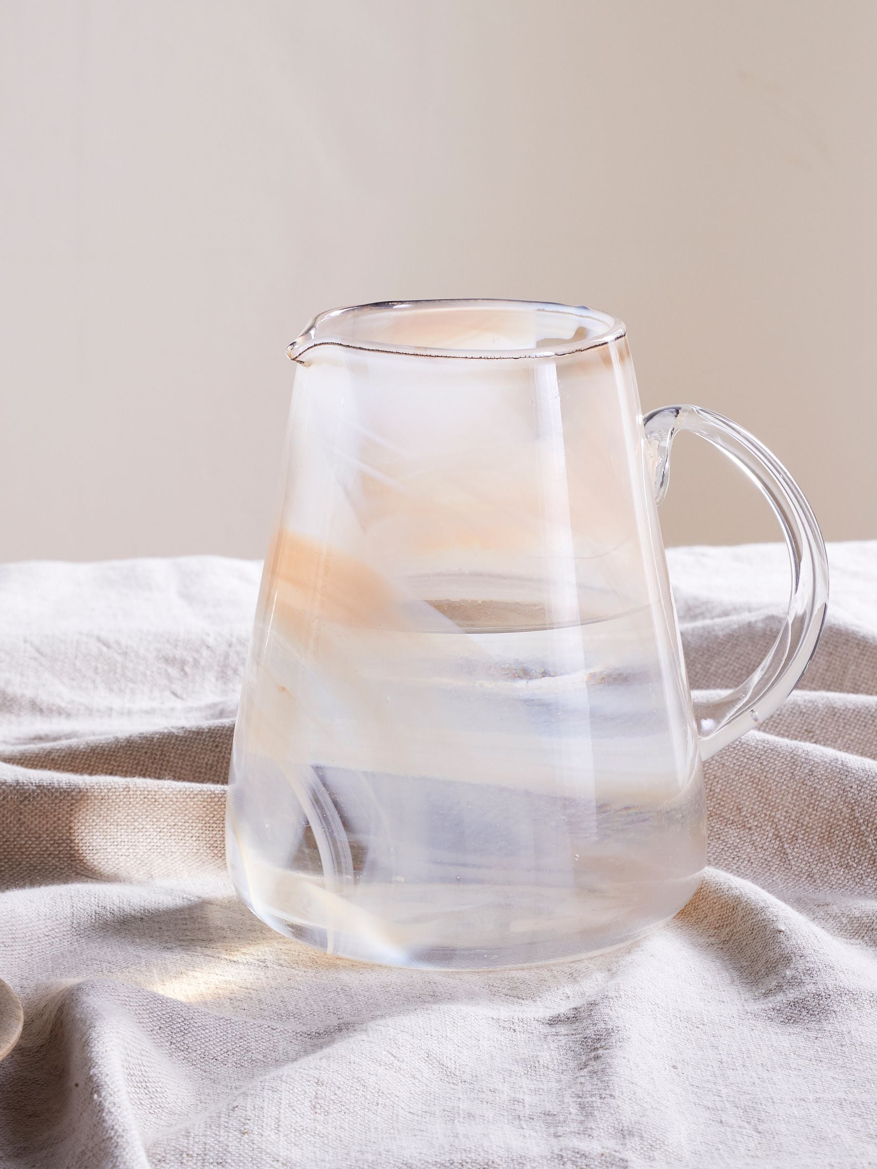 Nkuku glass jug apricot marble swirl - British product