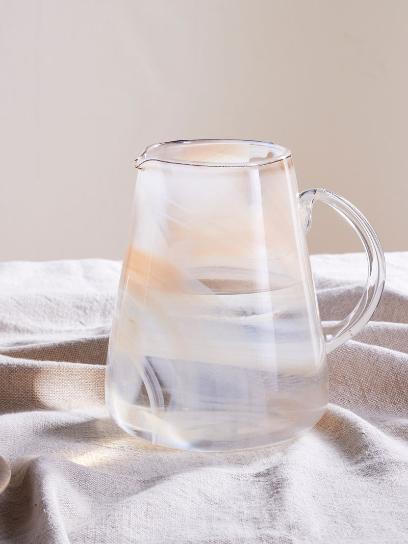 Nkuku glass jug apricot marble swirl - British product