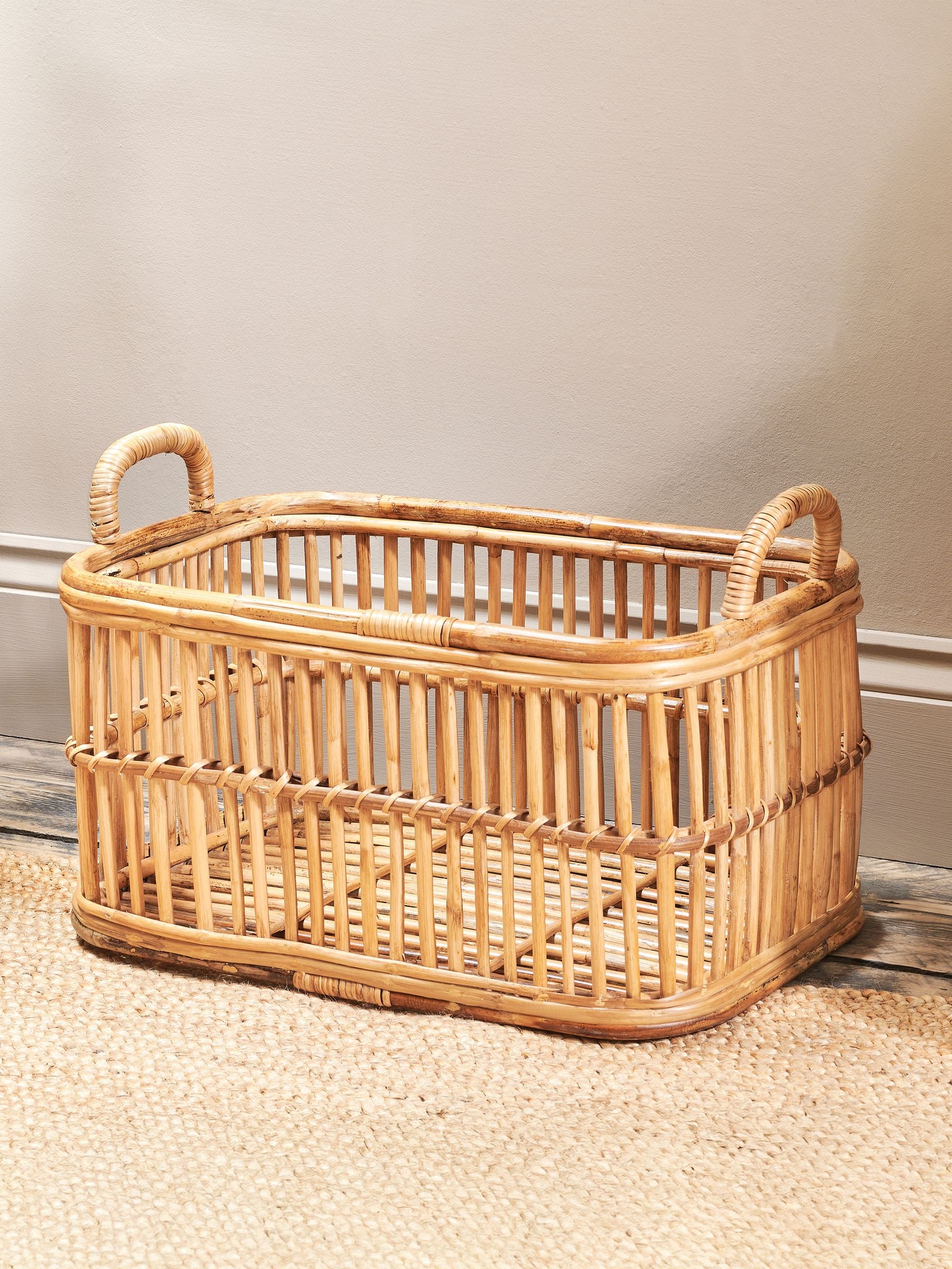 Nkuku Rammi rattan laundry basket 53cm - British product