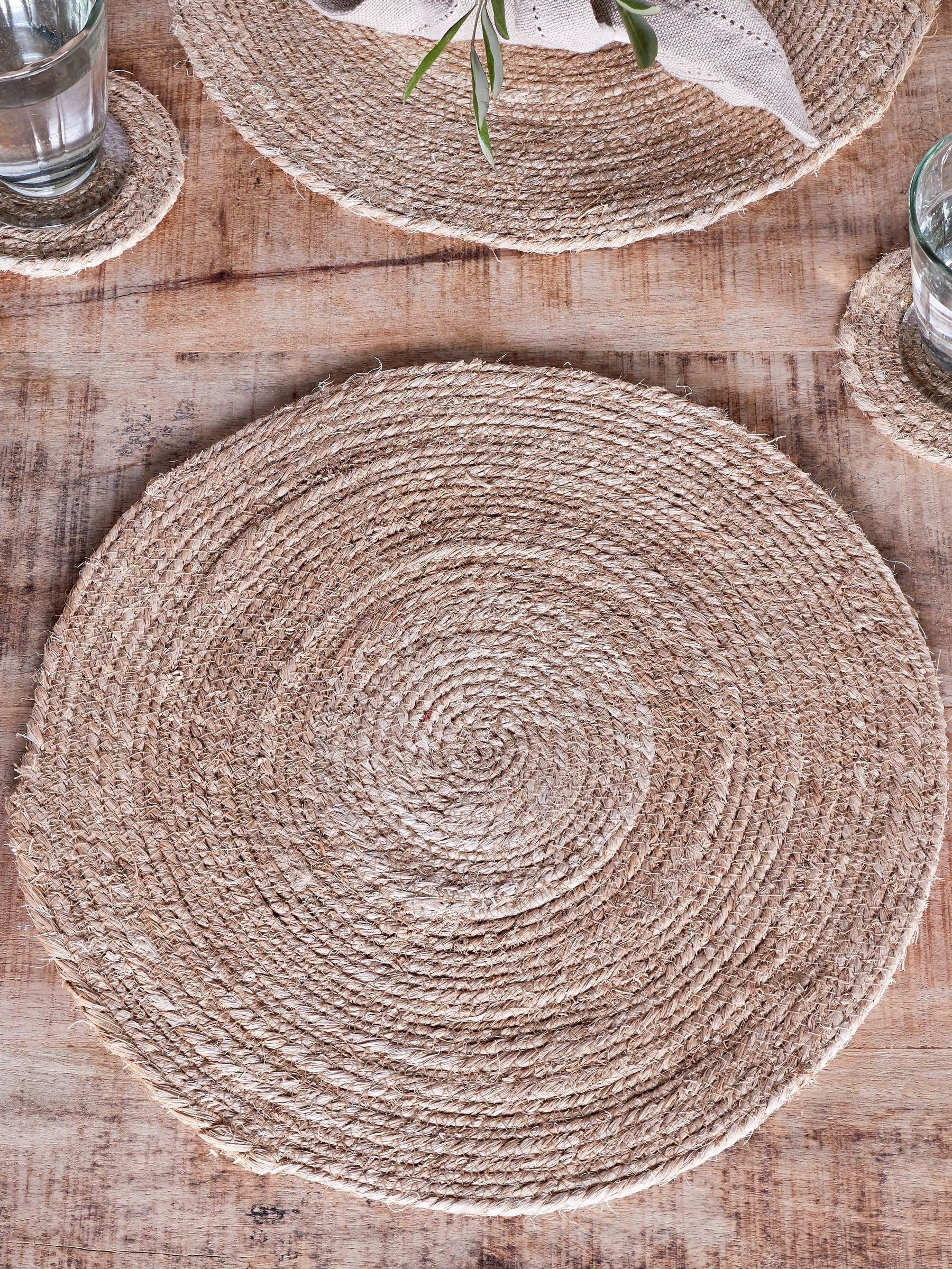 Nkuku Keso natural woven placemat 35cm - British product