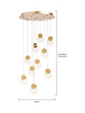 BHS Oskar 10-light LED glass cluster ceiling light satin brass, UK version