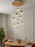 BHS Oskar 10-light LED glass cluster ceiling light satin brass, UK version