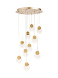 BHS Oskar 10-light LED glass cluster ceiling light satin brass, UK version