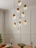 BHS Oskar 10-light LED glass cluster ceiling light satin brass, UK version