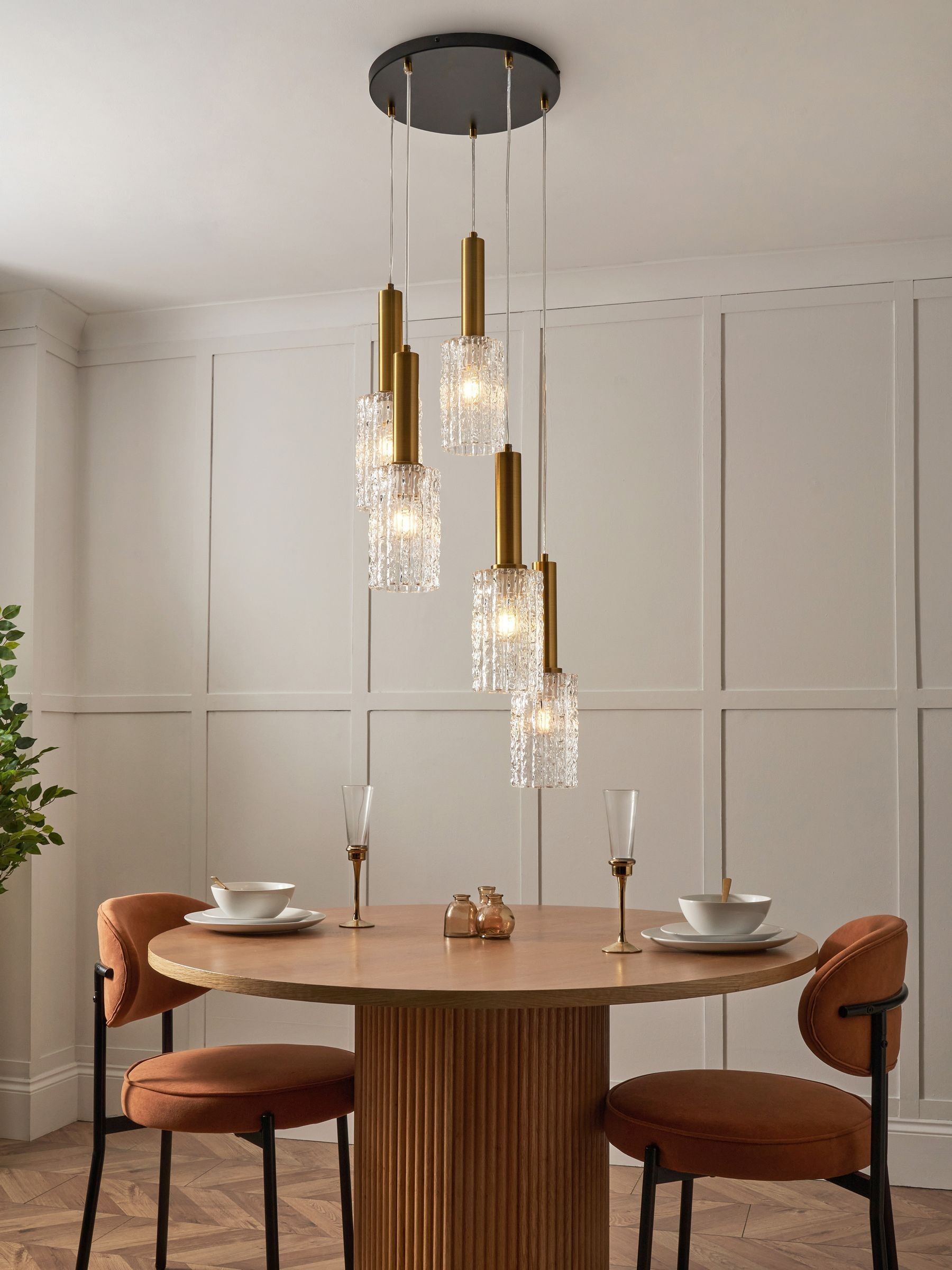 Visconte by BHS Hugo 5 light glass cluster ceiling light, UK version