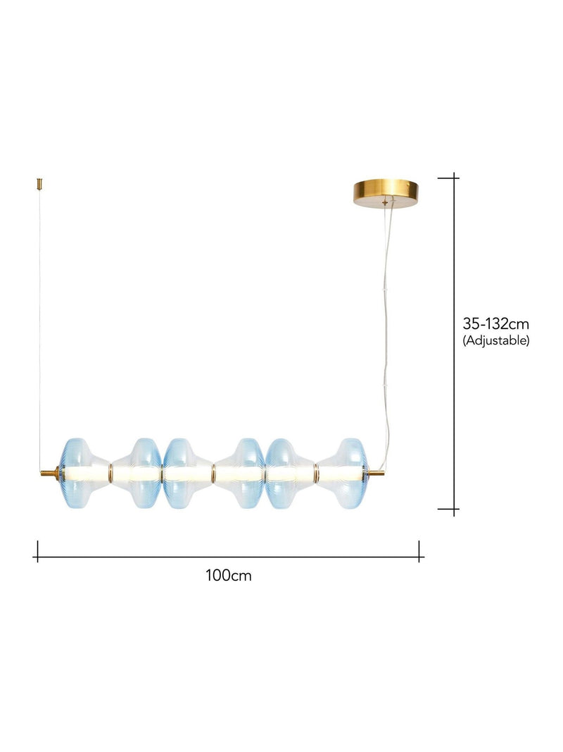 Visconte Elias sky blue 6 LED glass ceiling light (British brand)