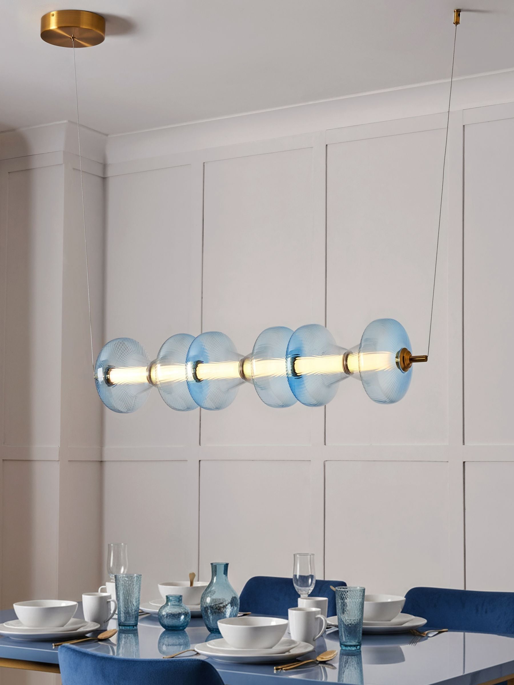 Visconte Elias sky blue 6 LED glass ceiling light (British brand)