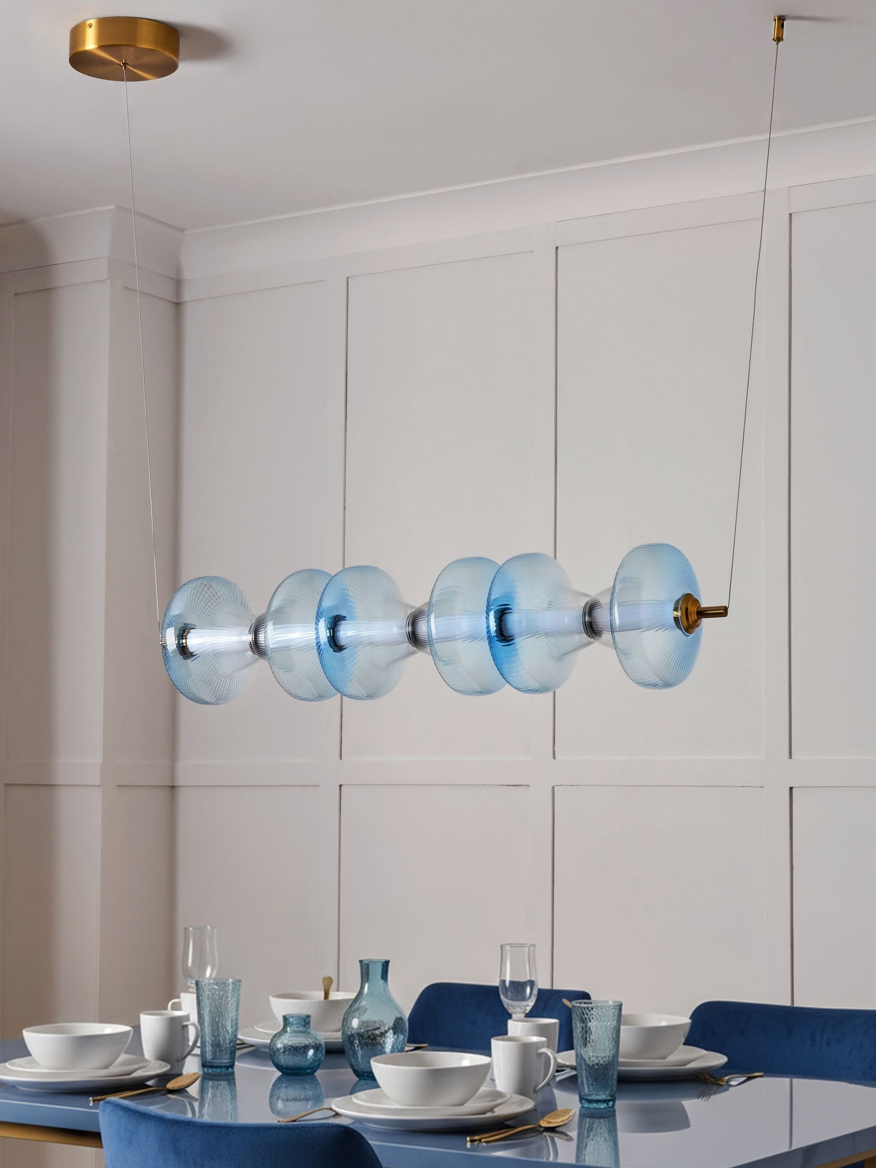 Visconte Elias sky blue 6 LED glass ceiling light (British brand)