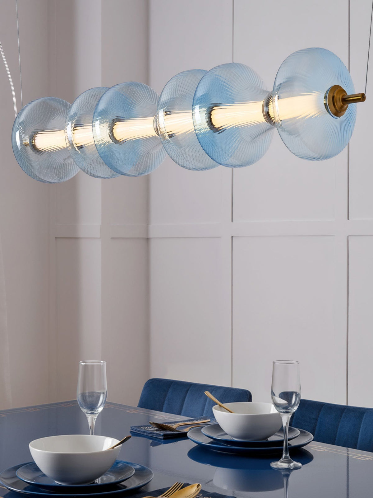 Visconte Elias sky blue 6 LED glass ceiling light (British brand)