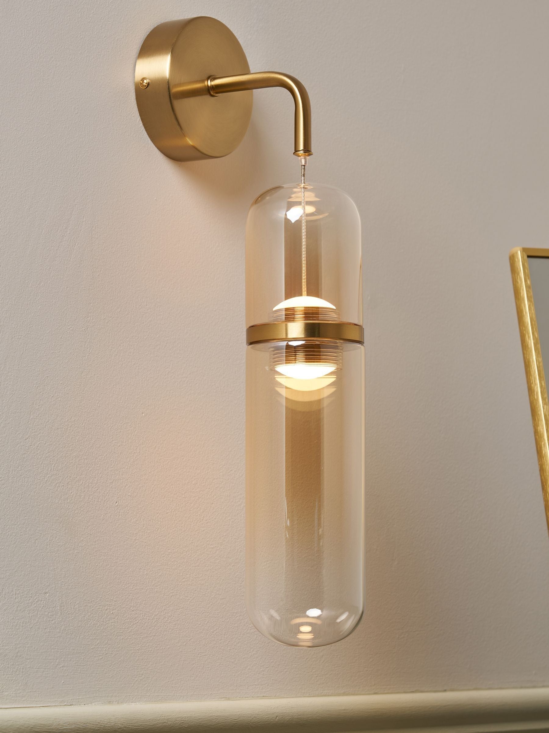 BHS Bjorn LED glass wall lamp with champagne shade (British brand)