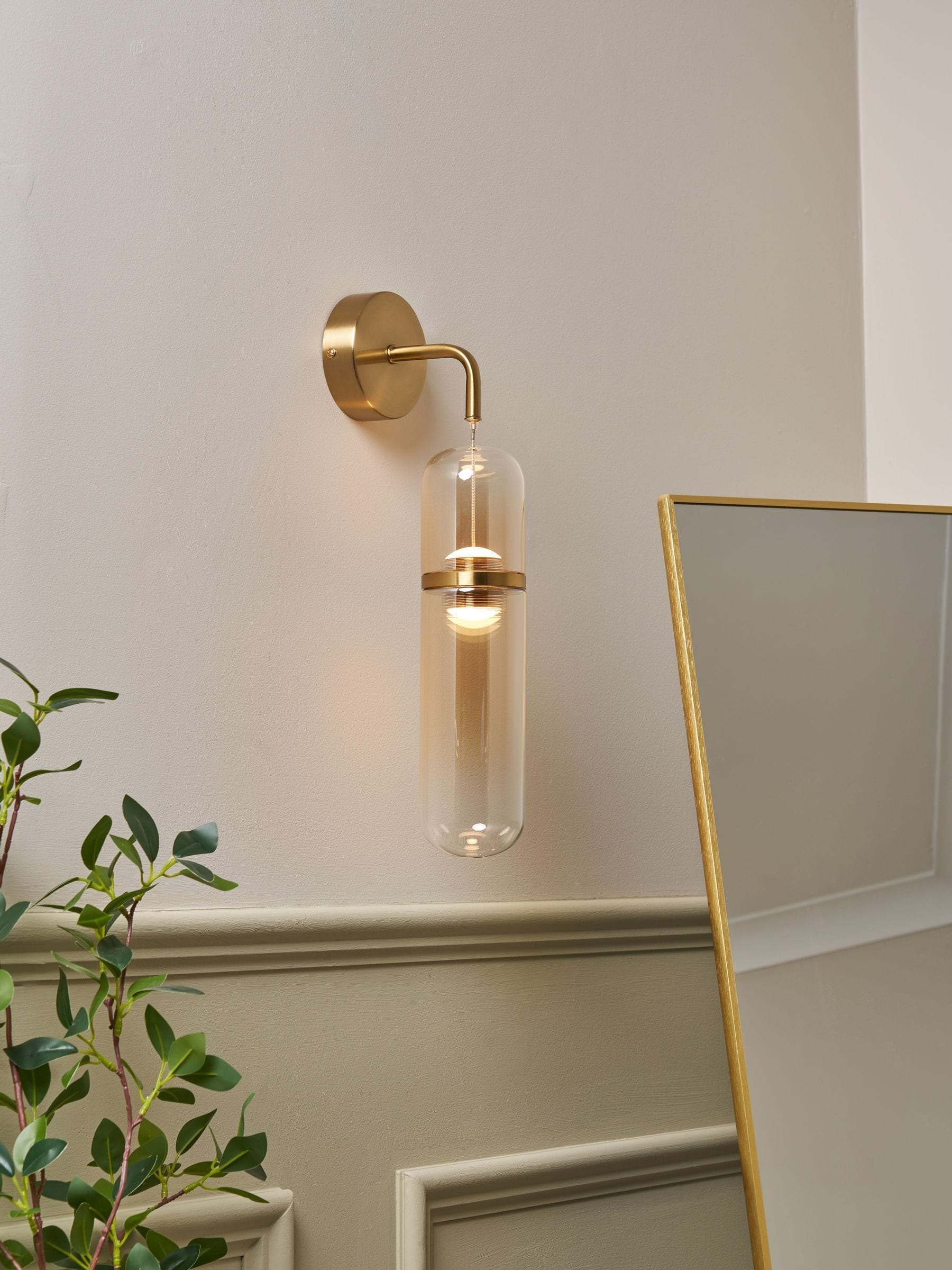 BHS Bjorn LED glass wall lamp with champagne shade (British brand)