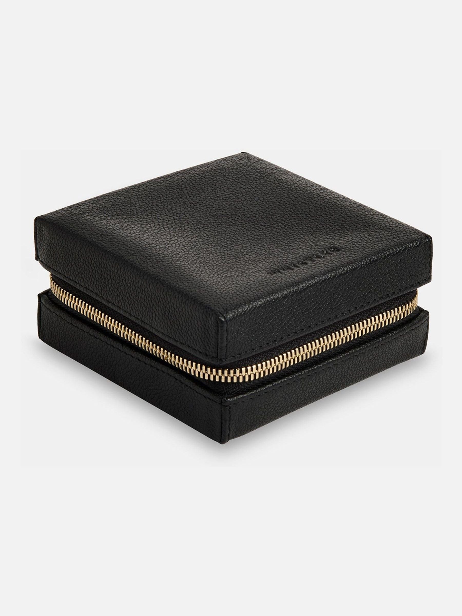 Whistles black leather jewellery box, compact size, imported from the UK