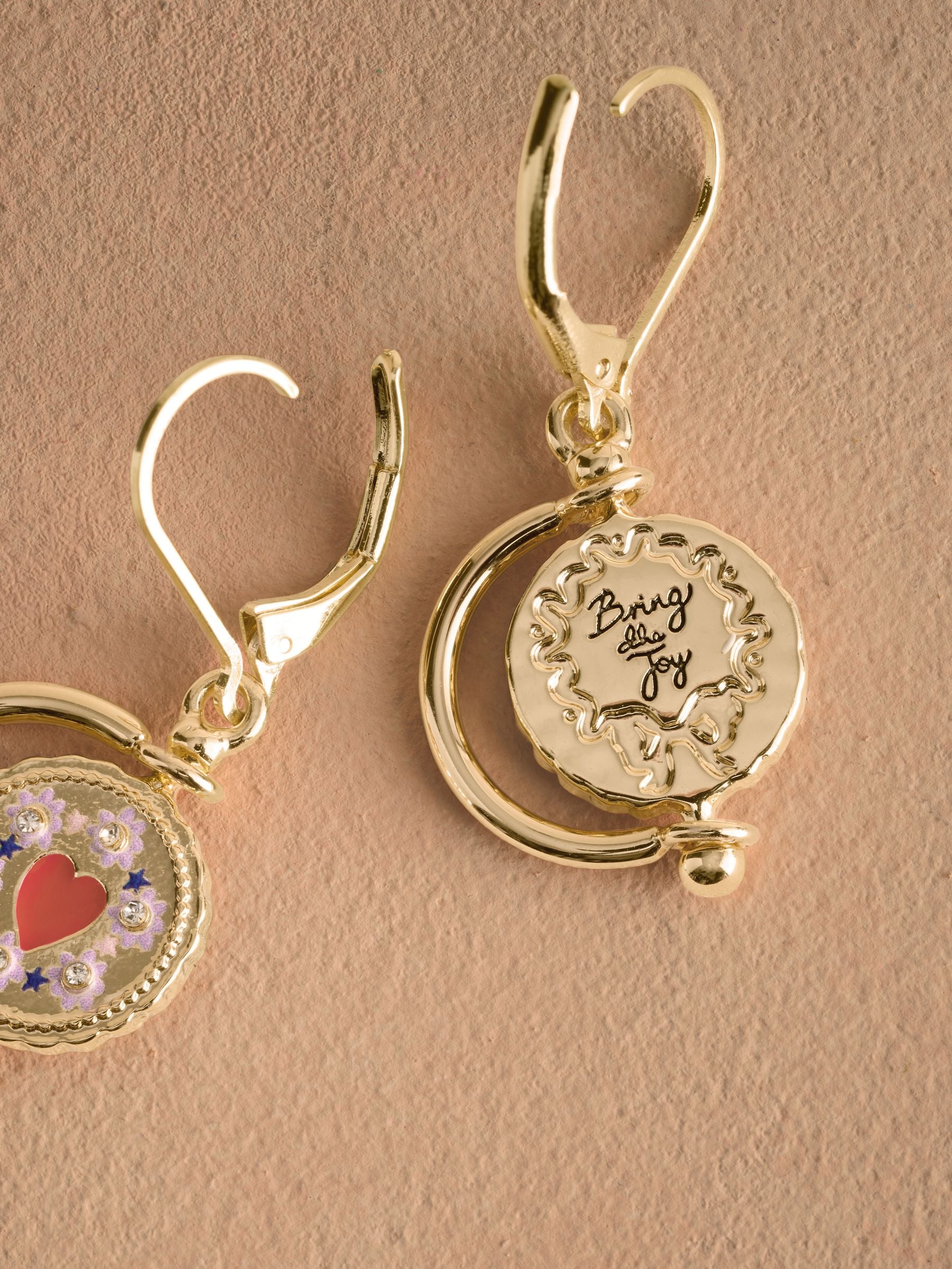 Cath Kidston spinning pendant earrings gold tone - British product