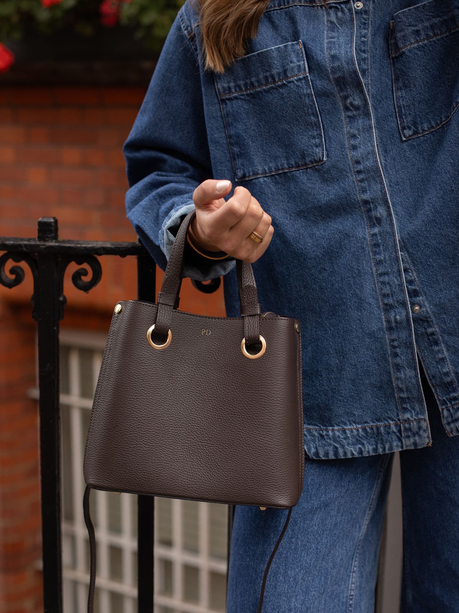 LRM Goods Gracie brown leather bucket bag, imported from the UK