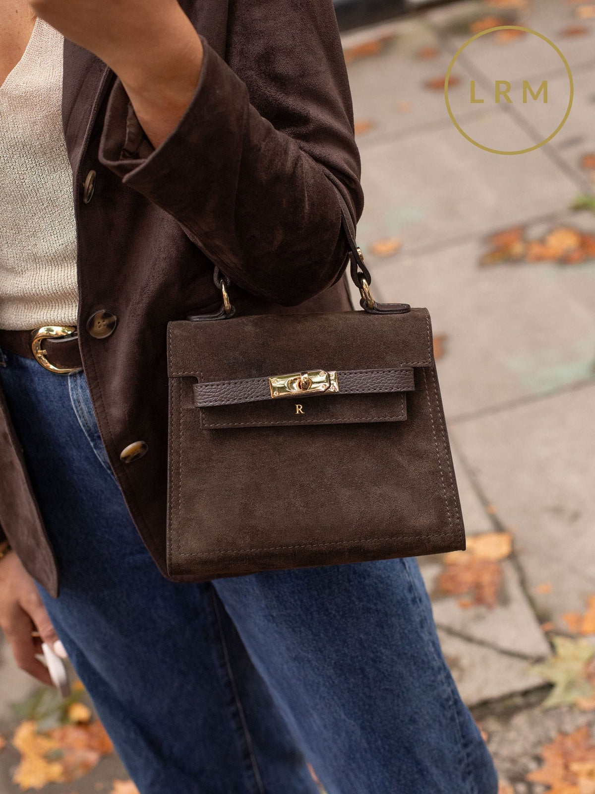 LRM Goods Polly suede top handle brown bag (British brand)