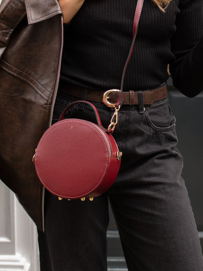 Next LRM Goods Red The Rosie Leather Circle Bag 10cm x 2cm x 3cm- Buy online at McGrocer