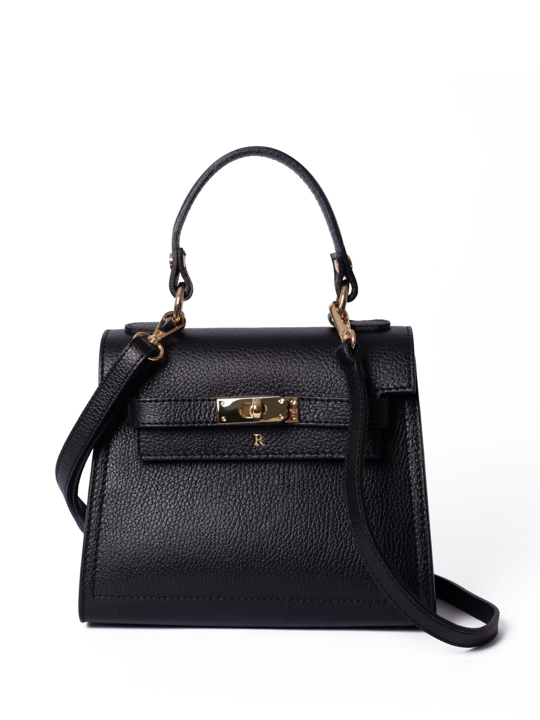 LRM Goods Polly Top Handle Black Leather Bag (British brand)