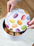 No Ordinary Gift personalised macaron cake tin 23cm, imported from the UK