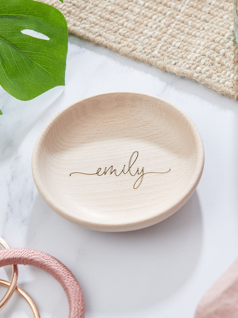 No Ordinary Gift personalised wooden trinket dish 11cm, imported from the UK