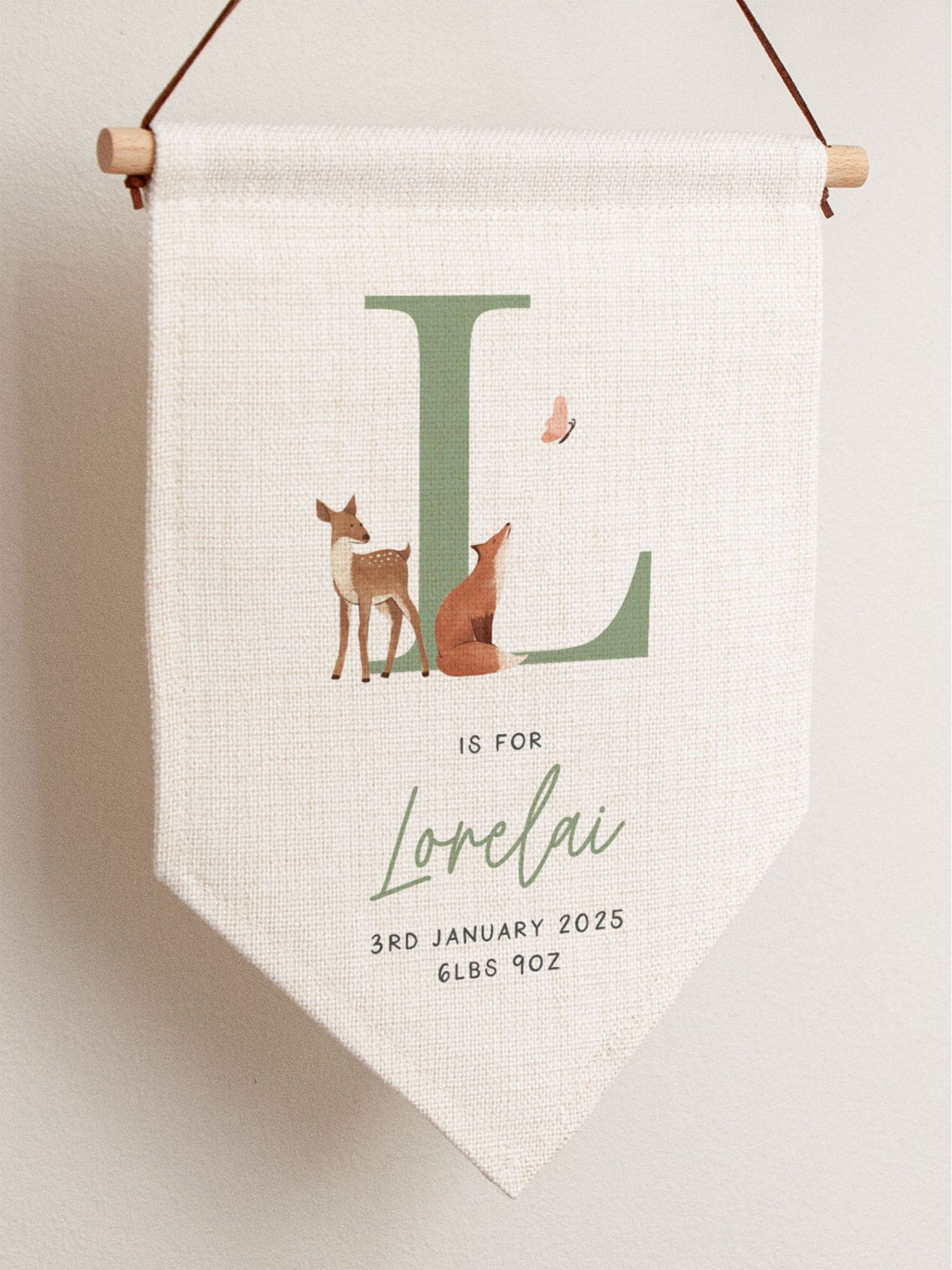 No Ordinary Gift personalised woodland hanging flag 20x30cm, imported from the UK