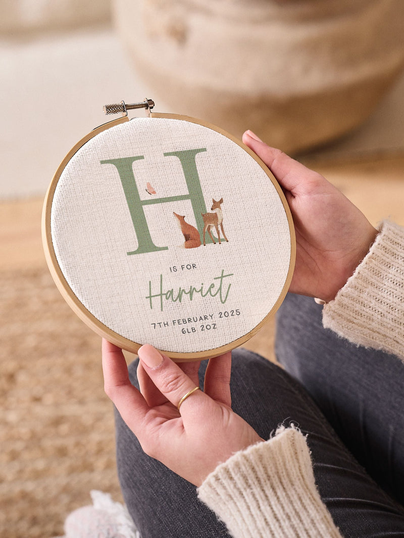 No Ordinary Gift personalised woodland hoop 15cm - British product